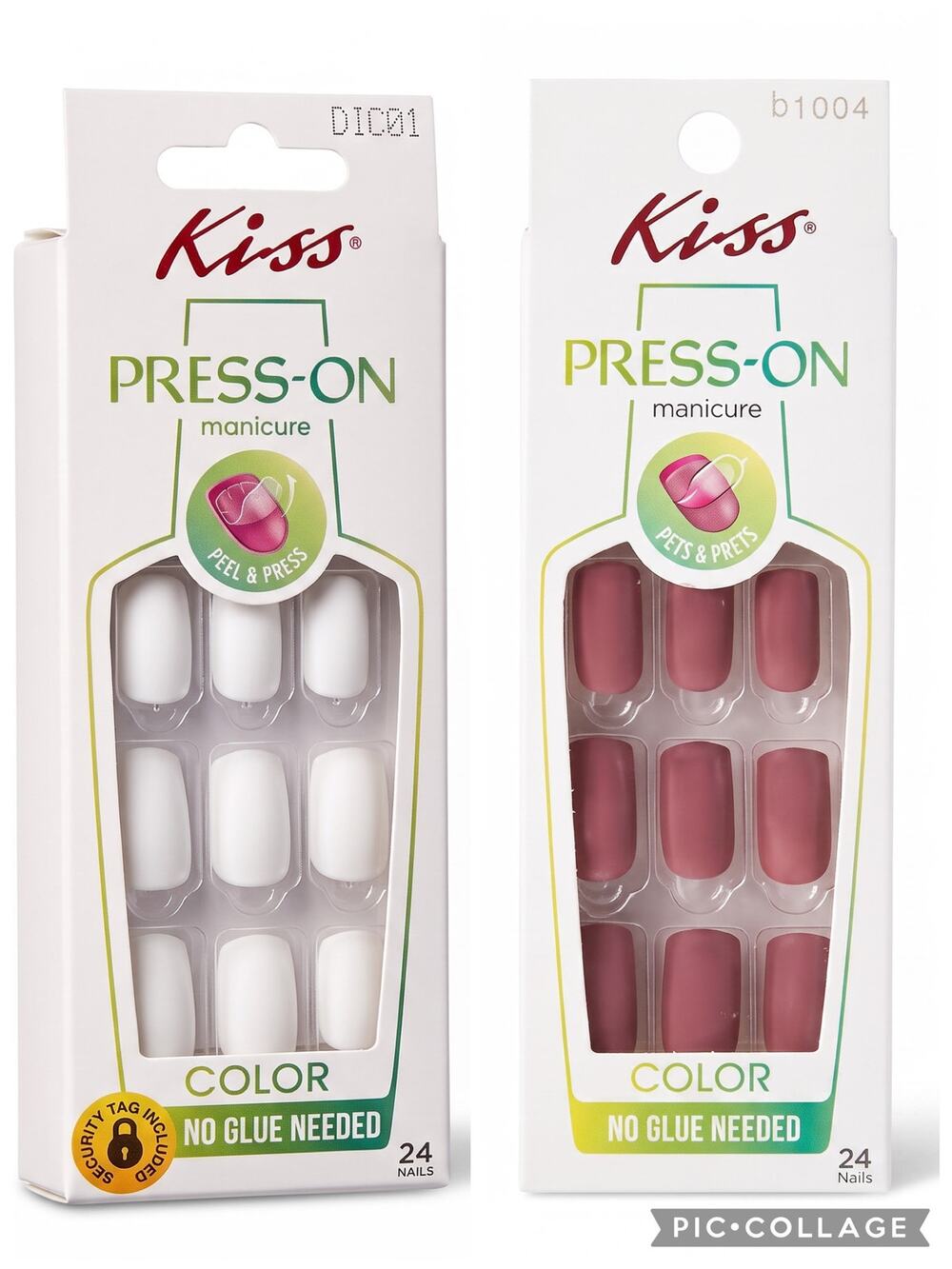 KISS Press-On Manicure color nail sets Bundle White & Mauve No Glue needed